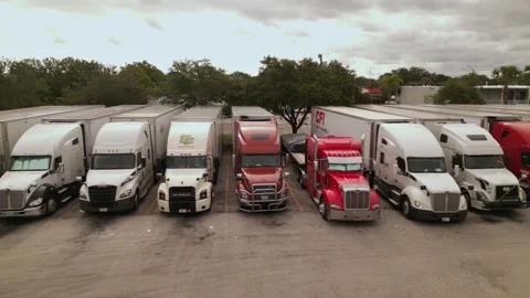 Trucks on a parking lot Stock Footage 247232483