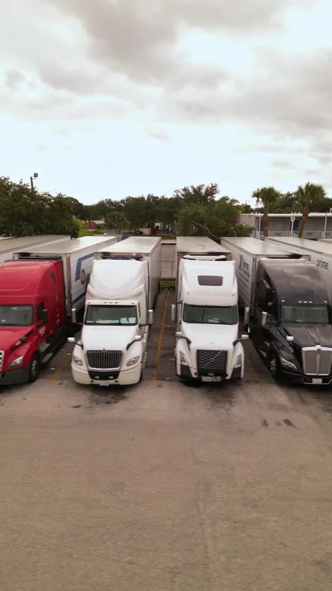Trucks on a parking lot Stock Footage 247232484
