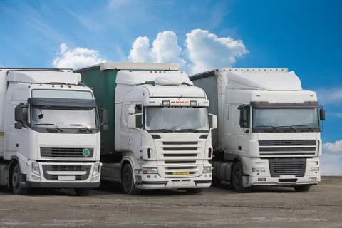 Trucks on parking Stock Photos