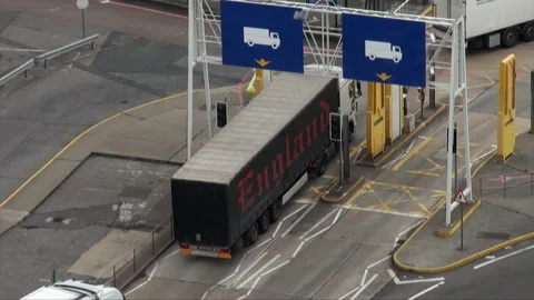 Trucks Pass Through Heat Scanners At The Port Of Dover Stock Footage 346752848