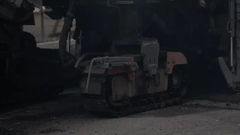 Trucks of road cold milling machine removes old asphalt. 스톡 동영상 248050505