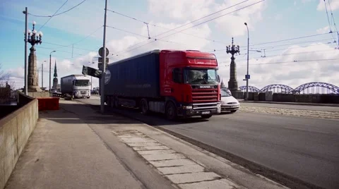 Trucks on the road Stock Footage 61447431