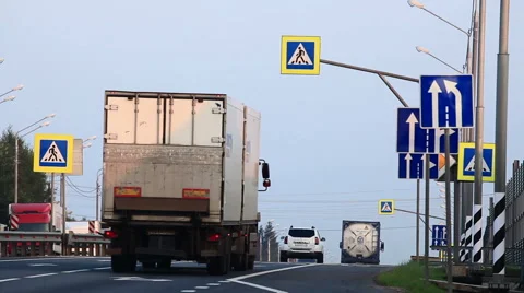 Trucks on on the road Stock Footage 68095453