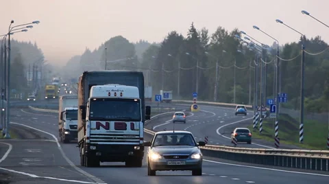 Trucks on on the road Stock Footage 68096563