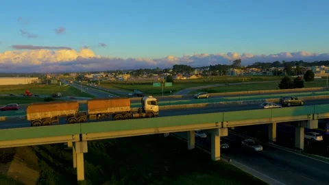 Trucks on the road Stock Footage 235616847