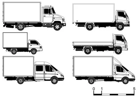 Trucks silhouettes set Stock Illustration