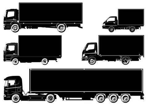 Trucks silhouettes set Illustrazione stock