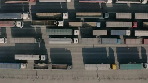 Trucks stand in line to the terminal. Stock Footage 161077467