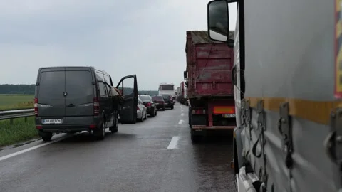 Trucks in traffic Stock Footage 161983865