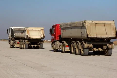 Trucks transporting bitumen Stock Photos