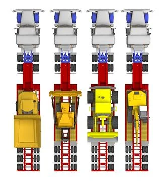 Trucks transporting construction equipment Stock Illustration