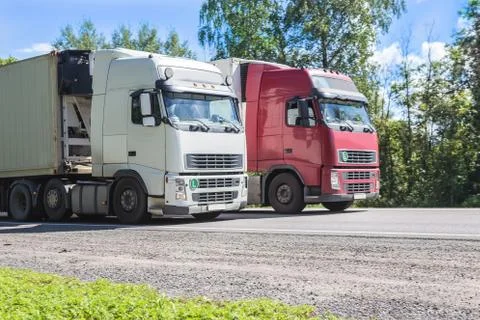 Trucks transporting freight Stock Photos