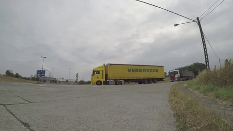 Trucks turn to the factory Stock Footage 83618579