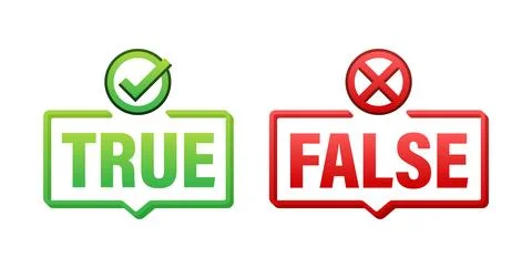 True and False Icons Set Vector Illustration for Fact Checking and Verification Illustrazione stock