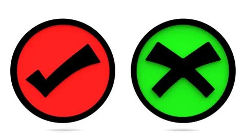True and false signs. Correct and incorrect icons. 3D rendering Stock Illustration