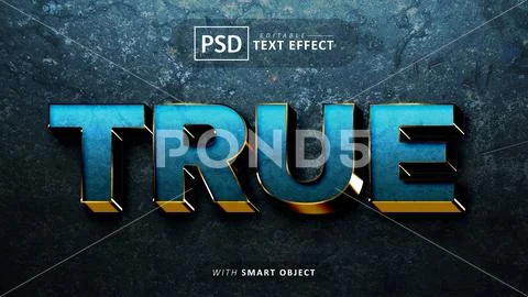 True blue 3d text effect editable PSD 템플릿