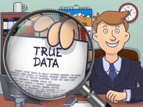 True Data through Lens. Doodle Concept Stock Illustration