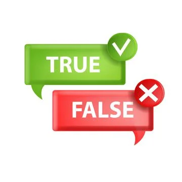 True false 3D icon, vector correct wrong mark badge, check mark cross symbol Stock Illustration