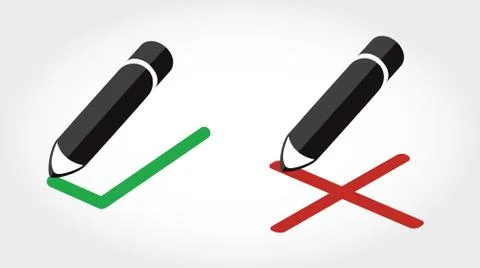 True / false icon vector , pencil writing true / false icon Stock Illustration