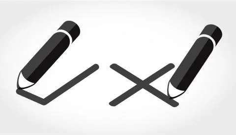 True / false icon vector , pencil writing true / false icon Stock Illustration