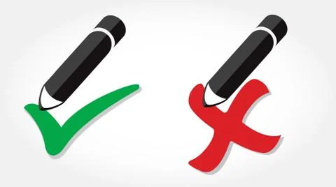 True / false icon vector , pencil writing true / false icon Stock Illustration