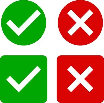 True false symbol. Cross check icon. Accepted rejected sign vector isolated Stock Illustration