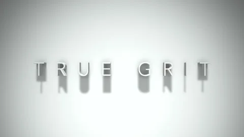 True Grit 3D title animation with shadows on a white background Stock Footage 296553553