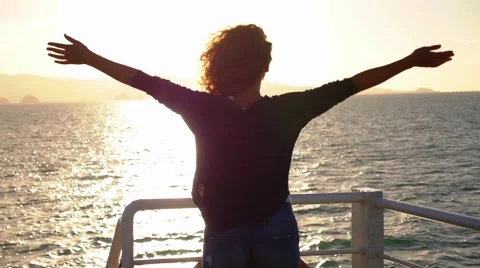 True Happiness. Free Inspired Woman Enjoying Sunrise. Beautiful Woman Embracing Stock Footage