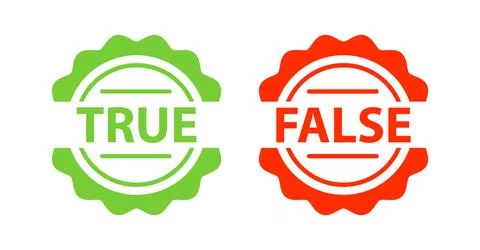 True or false signs, label. Two green and red stickers Stock Illustration