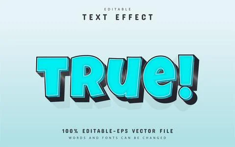 True text, 3d blue text effect Stock Illustration