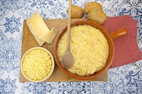 Truffade dish on a table Stock Photos