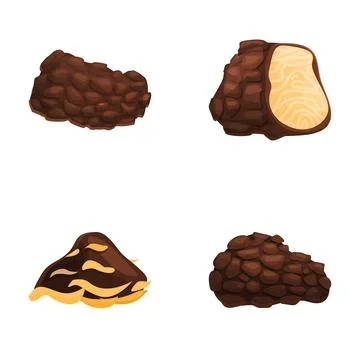 Truffle icons set cartoon vector. Delicacy mushroom black truffle Stock Illustration