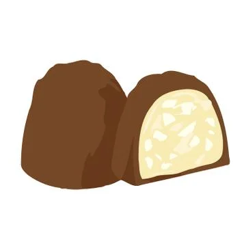 Truffle milk chocolate stuffing white praline sweet dessert illustration Illustrazione stock