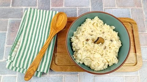 Truffle risotto dish, close-up. Foto stock