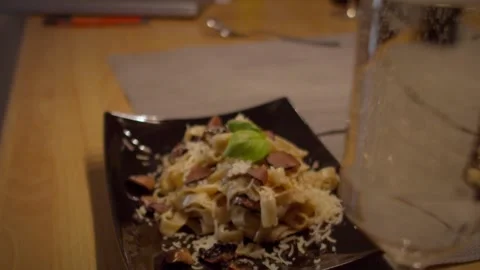 Truffle risotto homemade and Prosecco Stock Footage 172064236