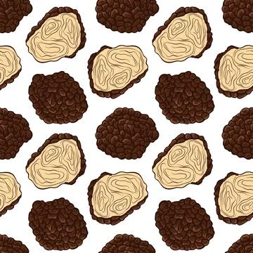 Truffle seamless pattern in cartoon style. Edible mushroom. Mushrooms texture Stock Illustration