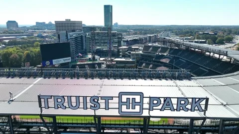 Sunset view from Suntrust Park before the NLDS : r/baseball