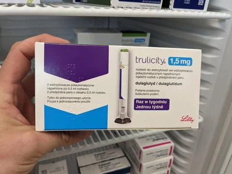 TRULICITY by Eli lilly insulin self injections pen.DULAGLUTIDE,pharmacy concept Stock Photos