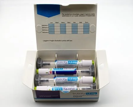 Trulicity is a once-weekly injectable medication for adults with type 2 diabetes Stock Photos