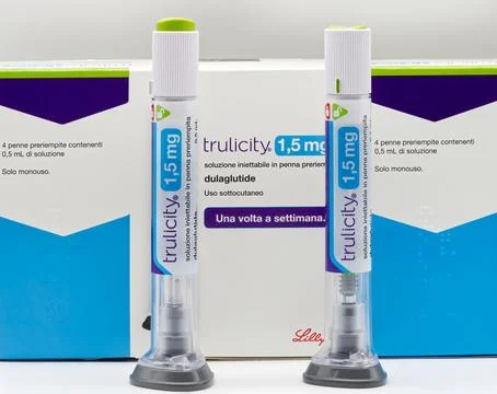 Trulicity, once-weekly injectable medication for adults with type 2 diabetes Stock Photos