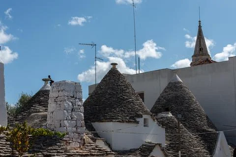 The trullo is a type of conical construction in traditional dry stone from .. Stock Photos