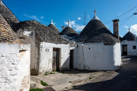 The trullo is a type of conical construction in traditional dry stone from .. Stock Photos