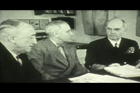 Truman meets with generals Video stock 89563094