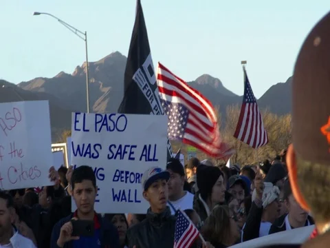 Trump Border Wall Protests Stock Footage