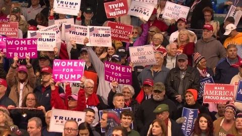 Trump supporters at rally and speech Stock Footage