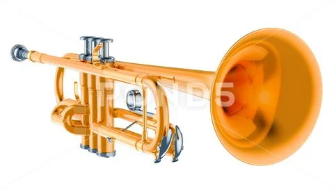 Trumpet, 3d rendering Stock Illustration