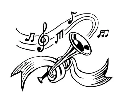 Trumpet and notes Stock Illustration