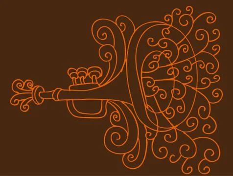 Trumpet drawing Stock Illustration