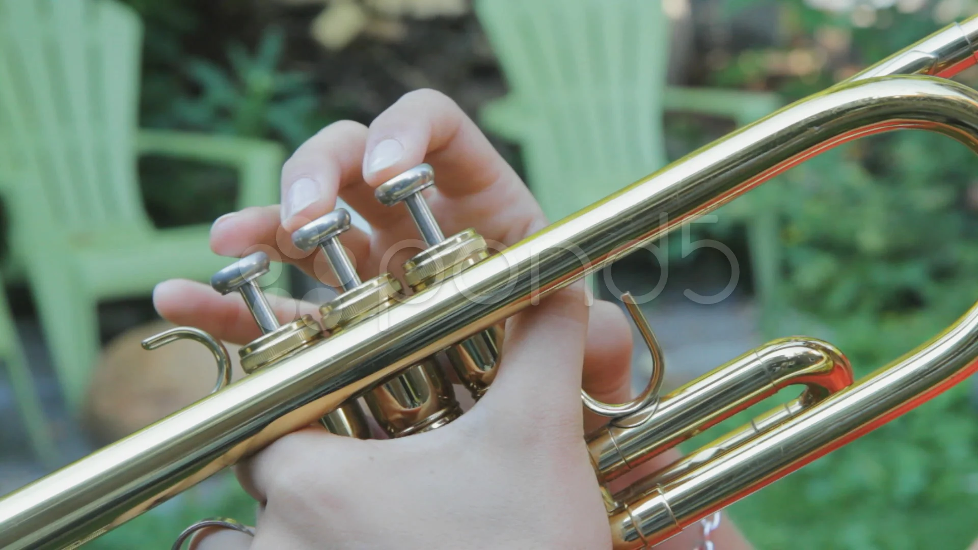 Trumpet fingers., Stock Video