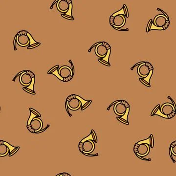 Trumpet heraldic vector seamless pattern Stock Illustration